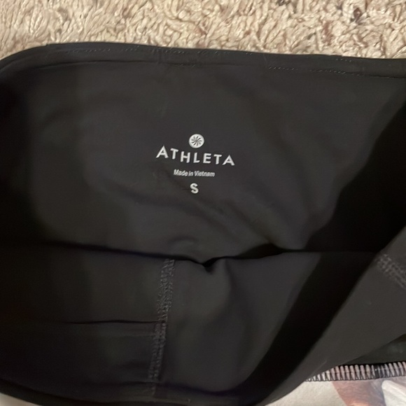 EUC lot of 2 Athleta mesh black and white yoga leggings with pockets sz S - Picture 4 of 8